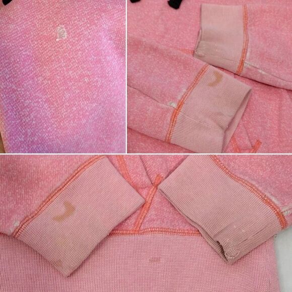 PINK VS 2012 Pink Black Logo Fleece Thrashed Hooded Pullover Large - Picture 12 of 16